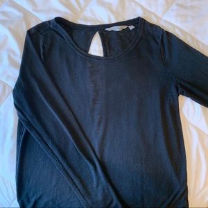Athleta Black Long Sleeve Keyhole Back Top